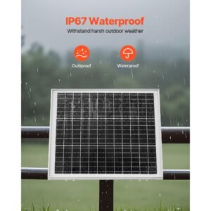 20w 12v solar panel battery charger, solar battery trickle charger maintainer with built in controller & 0 60° adjustable pole mount bracket, ip67 for gate fence farm lawn (fit 1.5" 3" poles)