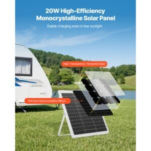 20w 12v solar panel battery charger, solar battery trickle charger maintainer with intelligent mppt controller & adjustable mount bracket, ip67 waterproof for car boat rv motorcycle trailer