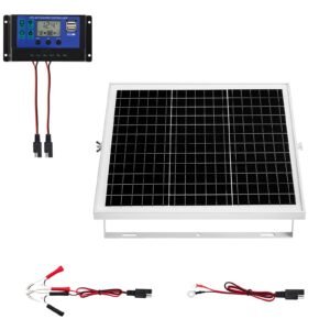 20W 12V Solar Panel Battery Charger, Solar Battery Trickle Charger Maintainer with Intelligent MPPT Controller & Adjustable Mount Bracket, IP67 Waterproof for Car Boat RV Motorcycle Trailer