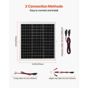 20w 12v solar panel battery charger, solar battery trickle charger maintainer with intelligent mppt controller & adjustable mount bracket, ip67 waterproof for car boat rv motorcycle trailer
