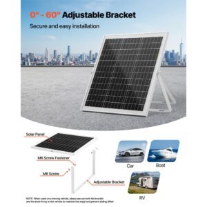 20w 12v solar panel battery charger, solar battery trickle charger maintainer with intelligent mppt controller & adjustable mount bracket, ip67 waterproof for car boat rv motorcycle trailer