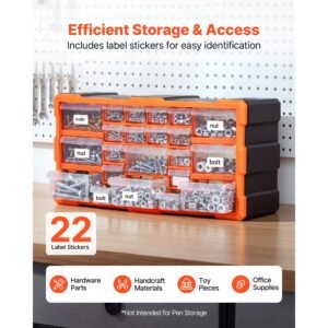 22 drawer storage organizer, plastic, drawer storage cabinet for garage organization, stackable small parts organizer, wall mounted toolbox, for hardware, beads, screws, crafts, building bricks