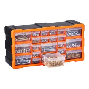 22-Drawer Storage Organizer, Plastic, Drawer Storage Cabinet for Garage Organization, Stackable Small Parts Organizer, Wall-Mounted Toolbox, for Hardware, Beads, Screws, Crafts, Building Bricks