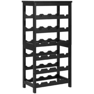 24 bottle detachable wine rack, 6 tier wine bottle holder, freestanding floor display wine storage shelves with table top, for kitchen,cellar,bar,dining room,living room, black