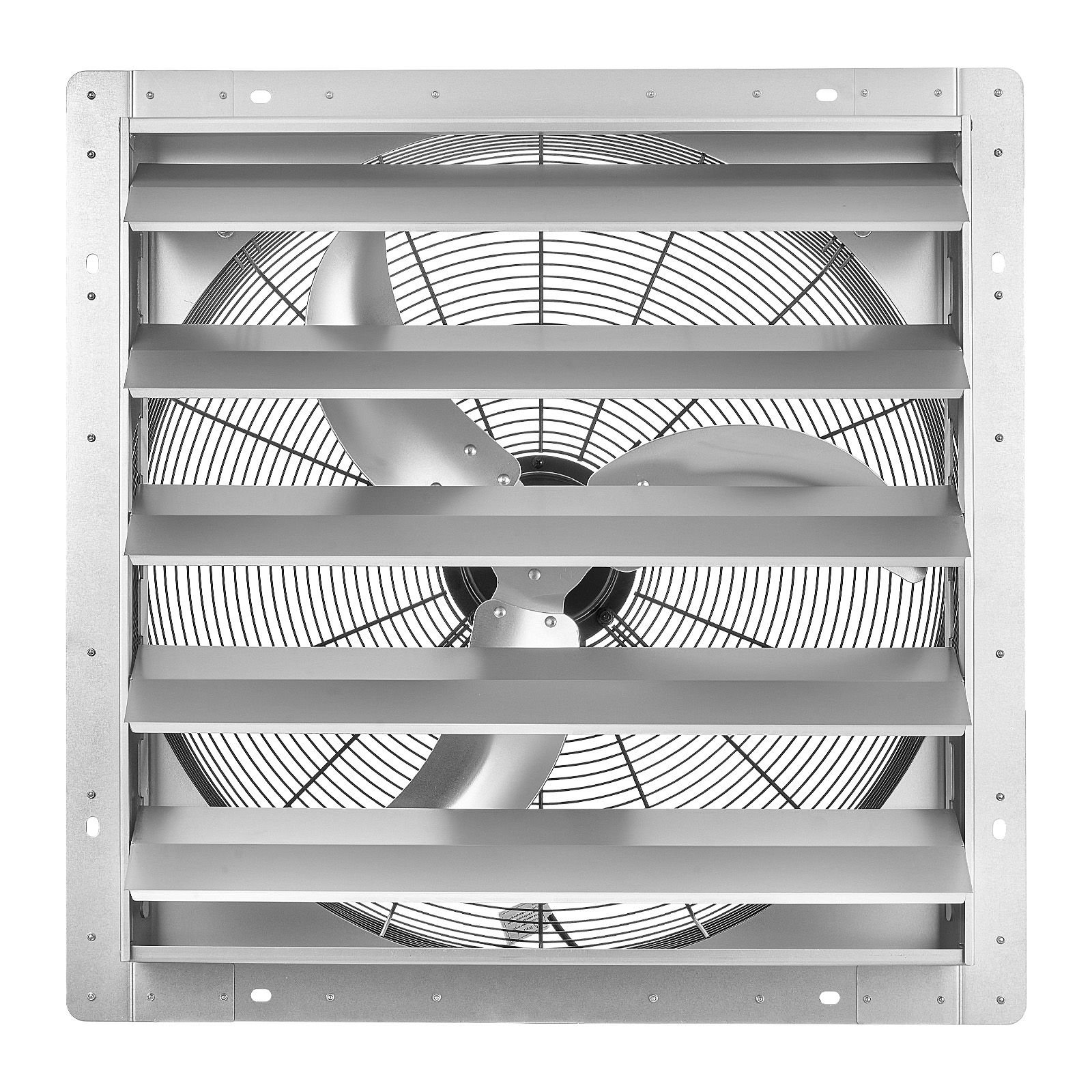 24 inch shutter exhaust fan wall mounted automatic louvers silver, sturdy steel housing, low noise, ac motor, 7030 cfm ventilation and cooling for attic, garage, barn, greenhouse, workshop