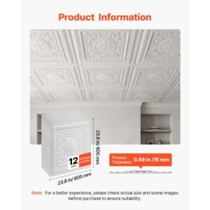 24 x 24 in pvc ceiling tiles 12 pack white 3d geometric panels, smooth pvc sheet for drop grid, impact resistant, paintable surface, easy cut, modern decorative style for home, office