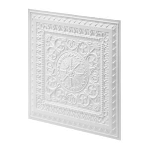 24 x 24 in PVC Ceiling Tiles 12-Pack White 3D Geometric Panels, Smooth PVC Sheet for Drop Grid, Impact-Resistant, Paintable Surface, Easy Cut, Modern Decorative Style for Home, Office