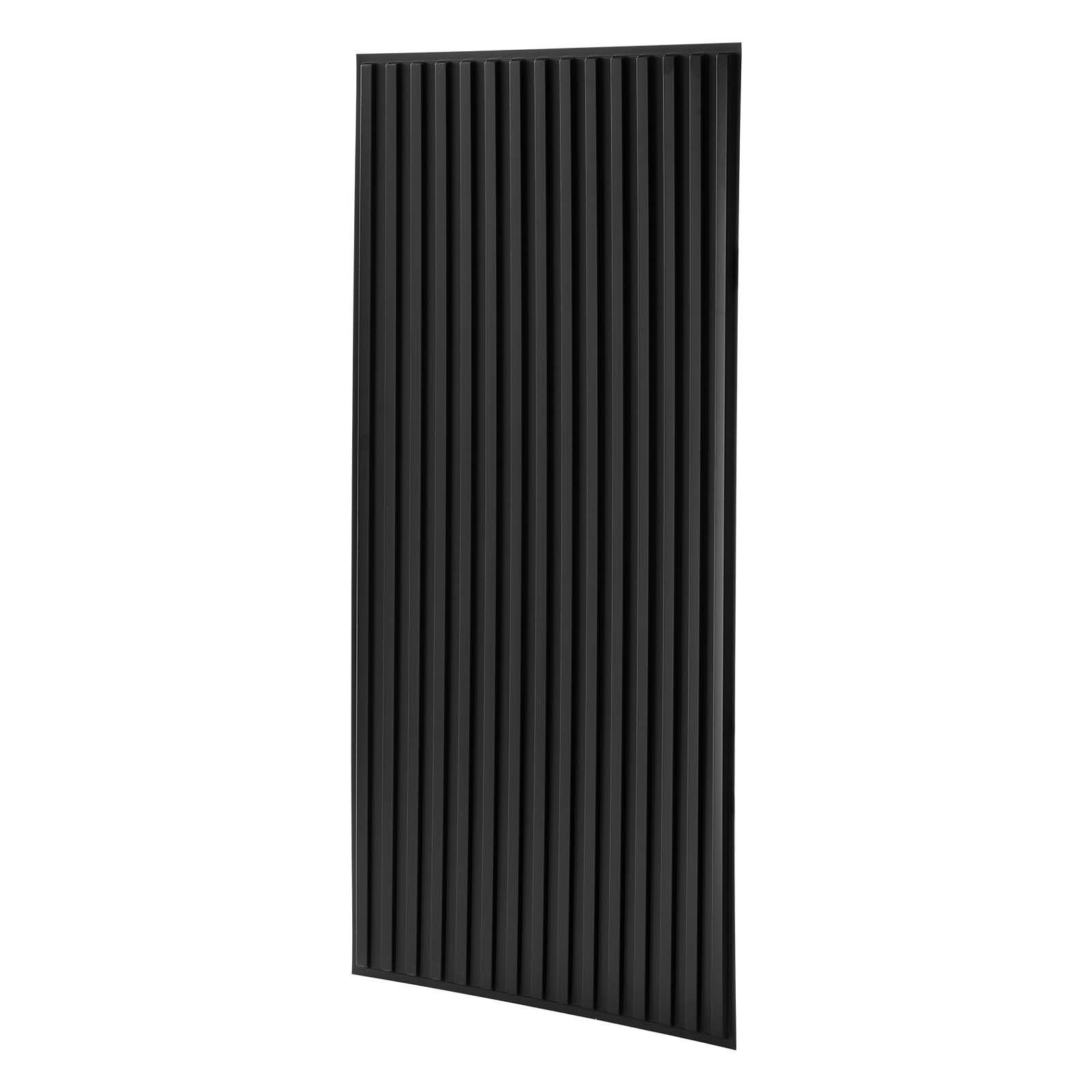 24 x 48 in pvc ceiling tiles 12 pack 3d black linear slat panels, smooth pvc sheet for drop grid, impact resistant, paintable surface, easy cut, modern decorative style for home, office