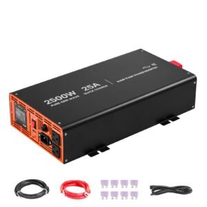 2500W Sump Pump Battery Backup System, LCD Display, Auto Switches to Battery Inverter Power for Sump Pump, Pure Sine Wave, for Basement Protection Emergency Power Outage, Batteries Not Included
