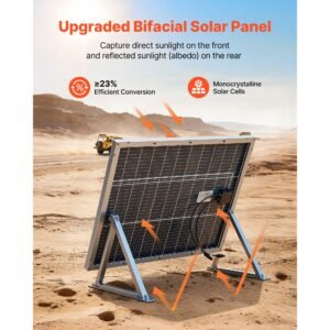 2pcs 100w bifacial solar panels, 23% high efficiency n type monocrystalline pv module with mc4 output & aluminum frame, ip67 waterproof solar panel for car boat rv flat rooftop off grid