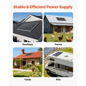 2pcs 100w monocrystalline solar panels, 23% high efficiency mono pv module with stable mc4 output & aluminum frame, ip65 waterproof solar panel for car boat rv flat rooftop off grid applications