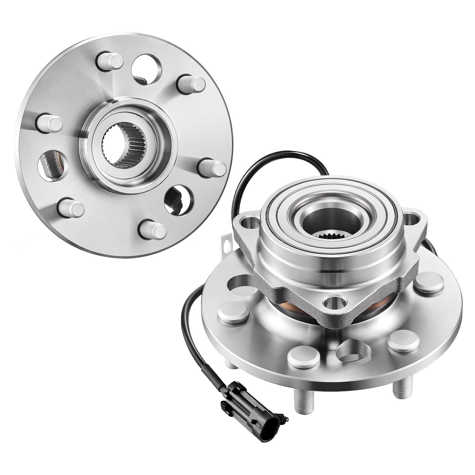 2pcs front wheel bearing & hub assembly fit for 1999 2000 cadillac escalade 1995 1999 chevrolet tahoe gmc yukon k1500 suburban oem 515024, 6 lugs with abs sensor, wheel bearing hub assembly set