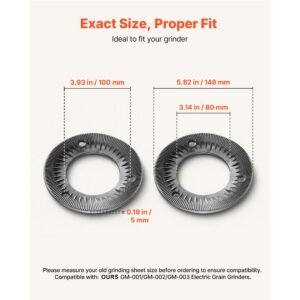 2pcs grinding sheets for electric grain mill grinder, cast iron dry grinding discs, replacement grinding plates compatible with gm 001, gm 002, gm 003 corn spice mill grinder