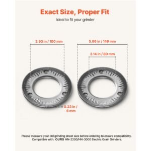 2pcs grinding sheets for electric grain mill grinder, cast iron dry grinding discs, replacement grinding plates compatible with hn 2200, hn 3000 corn spice mill grinder