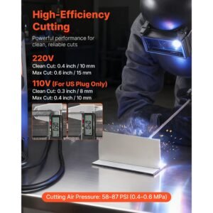 3 in 1 plasma cutter welder combo cut/tig/mma, 50a plasma cutting machine & 200a tig stick welder, digital 110/220v dual voltage with 2t/4t/pa/pt function for home repairs, workshops