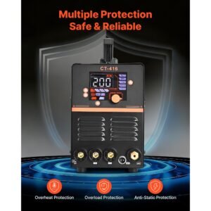 3 in 1 plasma cutter welder combo cut/tig/mma, 50a plasma cutting machine & 200a tig stick welder, digital 110/220v dual voltage with 2t/4t/pa/pt function for home repairs, workshops