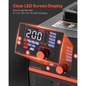 3 in 1 plasma cutter welder combo cut/tig/mma, 50a plasma cutting machine & 200a tig stick welder, digital 110/220v dual voltage with 2t/4t/pa/pt function for home repairs, workshops