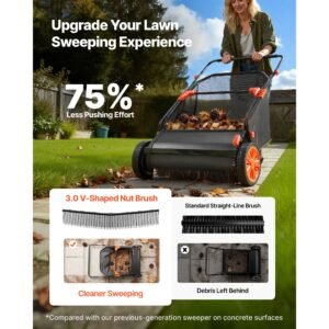 3 packs lawn sweeper brush replacement, compatible with 26 in lawn & leaf collector sweepers, yard sweeper brush paddle with durable v shaped bristles for easy grass leaf cleanup