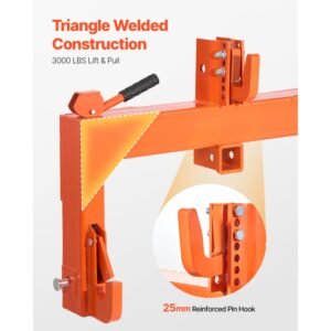 3 point quick hitch with 2 in receiver, 3000 lbs lift capacity, 3 pt hitch with 5 level adjustable bolt, adaptation to category 1 & 2 tractor, heavy duty 3 point attachments, orange