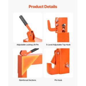 3 point quick hitch with 2 in receiver, 3000 lbs lift capacity, 3 pt hitch with 5 level adjustable bolt, adaptation to category 1 & 2 tractor, heavy duty 3 point attachments, orange