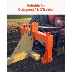 3 point quick hitch with 2 in receiver, 3000 lbs lift capacity, 3 pt hitch with 5 level adjustable bolt, adaptation to category 1 & 2 tractor, heavy duty 3 point attachments, orange