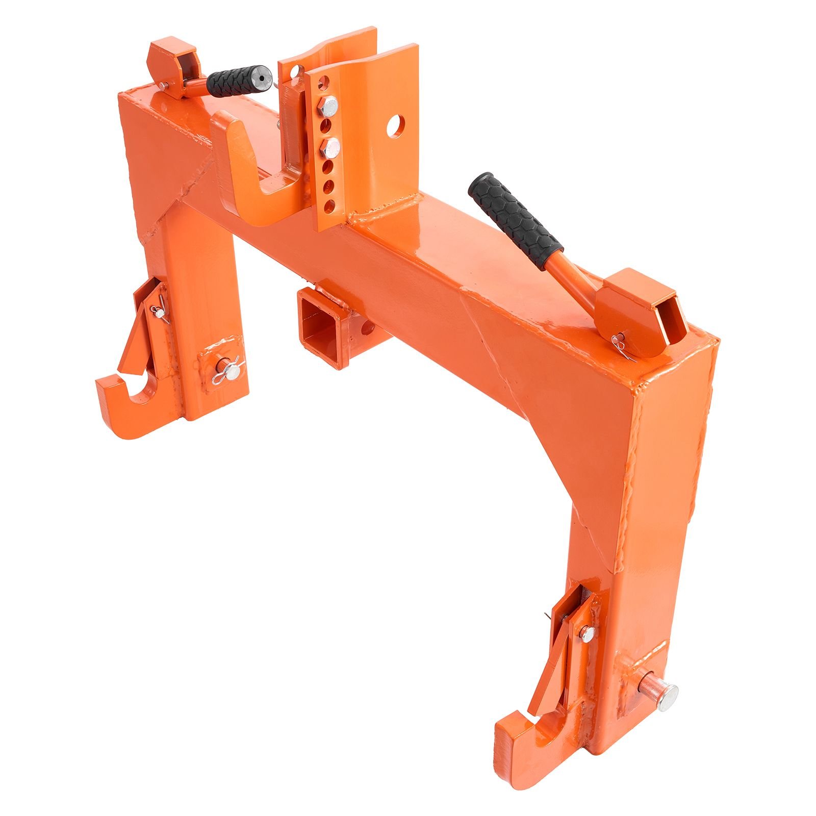 3 point quick hitch with 2 in receiver, 3000 lbs lift capacity, 3 pt hitch with 5 level adjustable bolt, adaptation to category 1 & 2 tractor, heavy duty 3 point attachments, orange