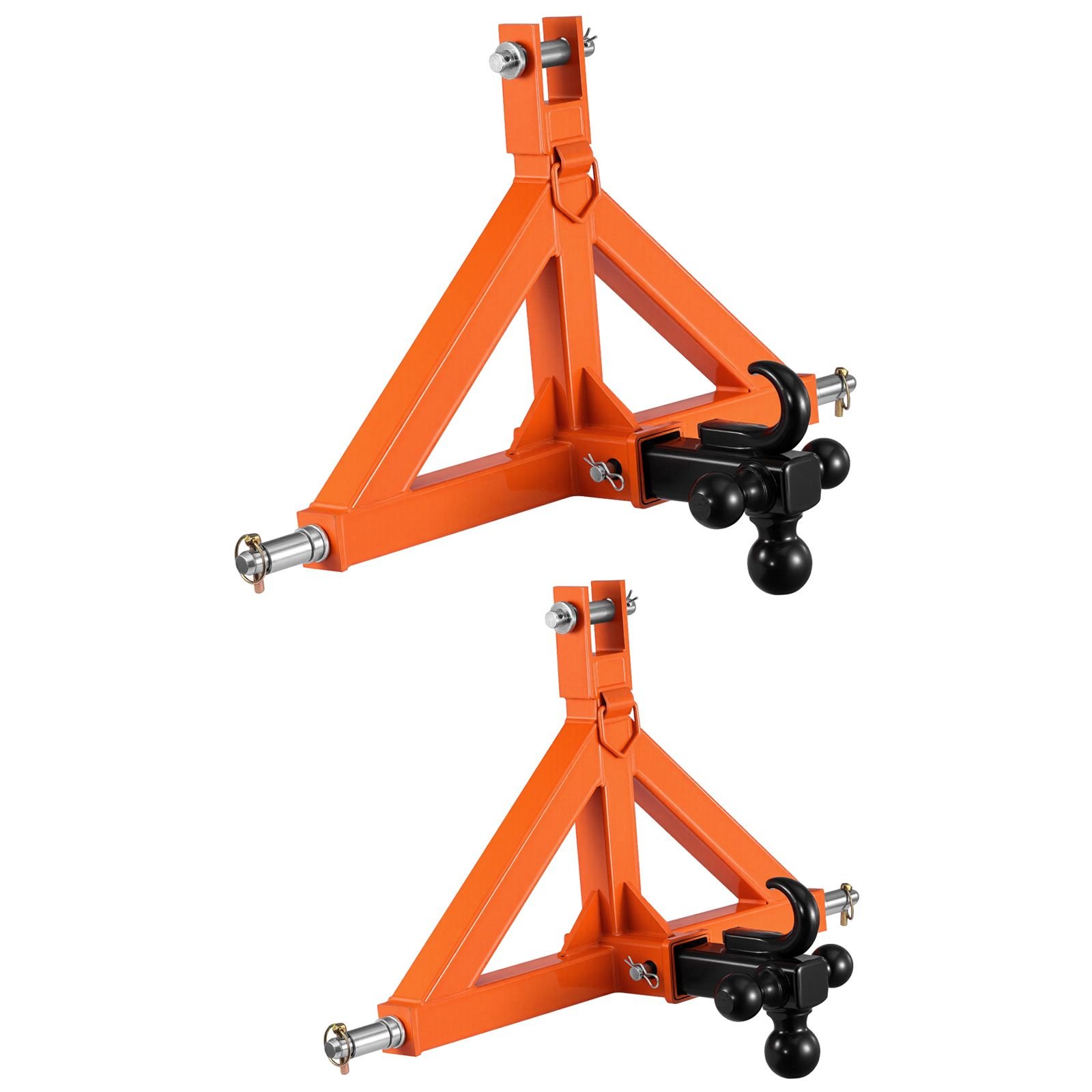 3 point trailer hitch with 2" receiver, 3 pt quick hitch attachment with 3 trailer balls, tractor tow drawbar adapter for category 1, kubota, mahindra, ford, yanmar, john deere, massey ferguson