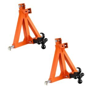 3 Point Trailer Hitch with 2" Receiver, 3 Pt Quick Hitch with 3 Trailer Balls, Tractor Tow Drawbar Adapter for Category 1, Kubota, Mahindra, Ford, Yanmar, John Deere, Massey Ferguson, Orange