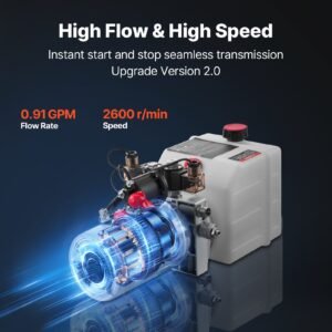 3 quart hydraulic power unit, double acting dump trailer pump, 3200 psi max relief pressure & 0.91 gpm flow rate, dc 12v hydraulic pump with metal reservoir for dump trailer car lifting