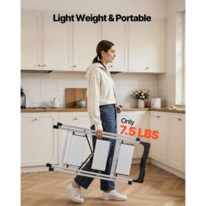 3 step ladder, folding step stool with wide anti slip pedal and comfort handgrip, 330 lbs capacity portable aluminum stepladder, multi use for kitchen, warehouse, household and office, silver