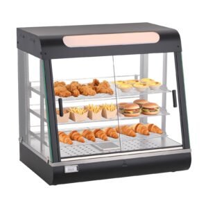 3-Tier Commercial Food Warmer Display, 1200W Food Display Warmer with LED Light, Top Storage and Adjustable Shelves, 86-185 Fahrenheit Steam Heating, 106Qt/100L for Hamburger, Pizza, Bread