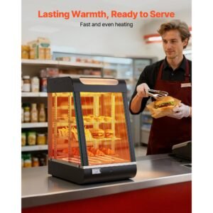 3 tier commercial food warmer display, 800w food display warmer with led light, top storage and adjustable shelves, 86 185 fahrenheit steam heating, 60 qt /57l for hamburger, pizza, bread