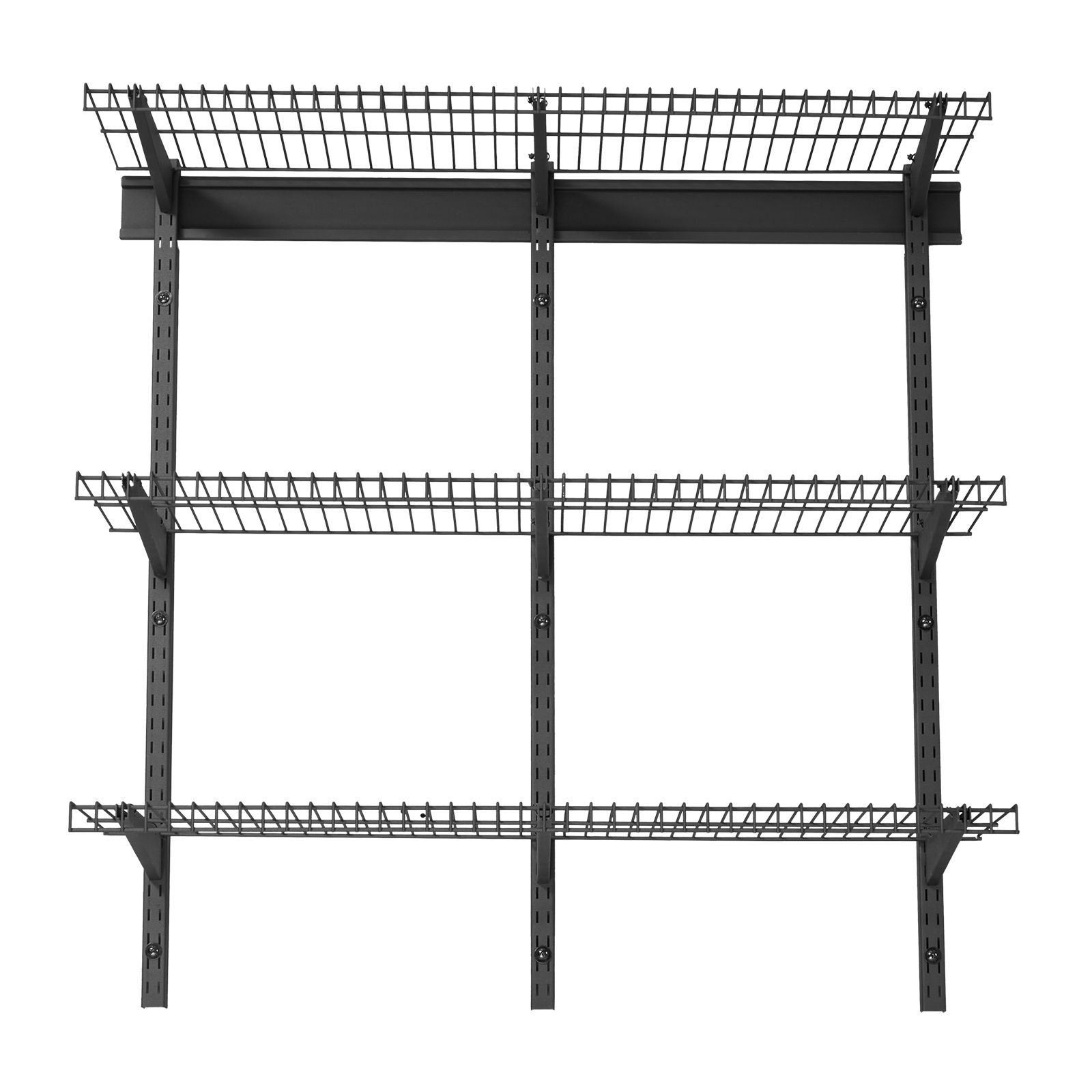 3 tier heavy duty wall garage shelving, 0.9 x 3 ft steel wall mounted shelving unit, 11 x 36 inch per shelf floating storage metal rack for garage with 450 lbs total weight capacity, black