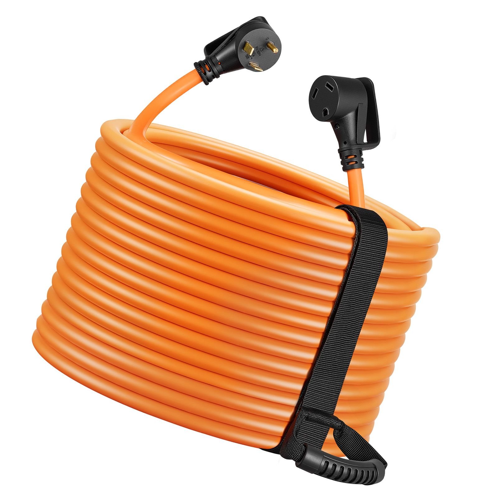30 amp 100 feet rv extension cord, 125v 2500w, heavy duty 10/3 gauge stw rv power cord, nema tt 30p to nema tt 30r, with power indicator, cord organizer, 15a adapter, for camper travel trailer
