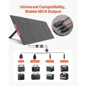 300w foldable monocrystalline solar panel, 23% high efficiency portable mono solar panel charger with mc4 output & 10 in 1 dc adapters, ip67 waterproof for power stations, camping, hiking trips