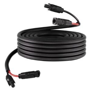 30FT Solar Panel Extension Cable, 10 AWG, Solar Panel Wire with Flame Retardant Protective Sleeving, Female and Male Connectors, IP67 Waterproof PV Wire, for Outdoor Automotive RV, Black & Red