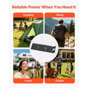 30w foldable solar panel charger, 16bb n type monocrystalline solar panel 24% efficiency, ultra light portable with usb a, usb a (qc3.0) & type c ports for camping, backpacking, phones, tablets
