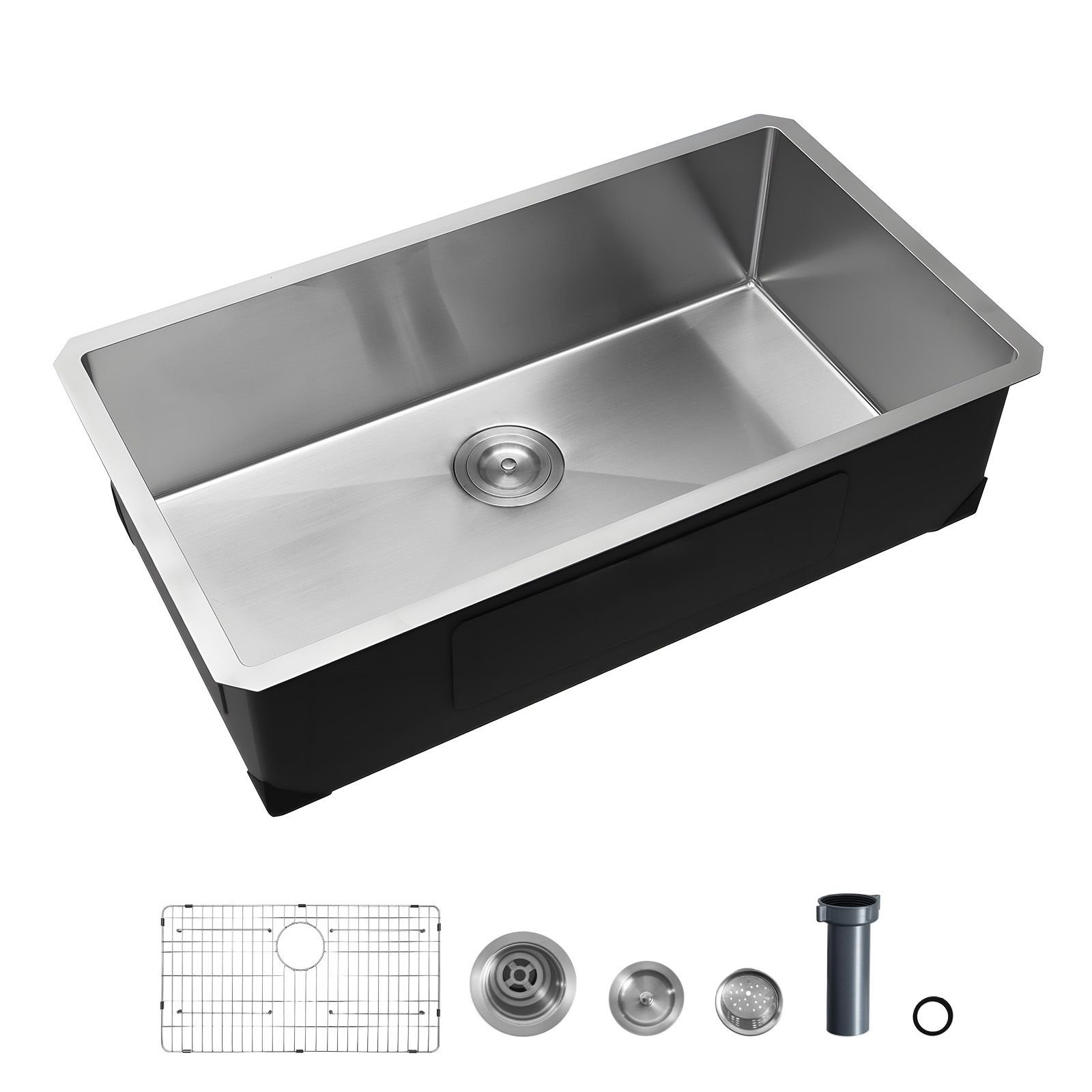 32 inch kitchen undermount single bowl sinks, stainless steel drop in farmhouse basin with accessories, household dishwasher sinks for rv, prep kitchen, laundry room, bar