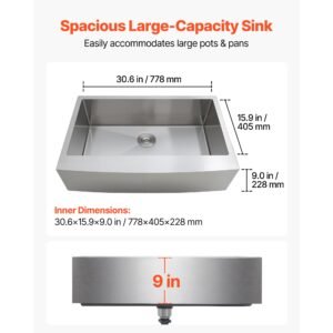 33 inch kitchen undermount single bowl sinks, stainless steel drop in farmhouse basin with accessories, household dishwasher sinks for rv, prep kitchen, laundry room, bar