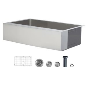 33-inch Kitchen Undermount Single Bowl Sinks, Stainless Steel Drop-In Farmhouse Basin with Accessories, Household Dishwasher Sinks for RV, Prep Kitchen, Laundry Room, Bar