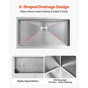 33 inch kitchen undermount single bowl sinks, stainless steel drop in farmhouse basin with ledge & accessories, household dishwasher sinks for rv, prep kitchen, laundry room, bar