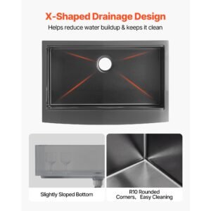 33 inch kitchen undermount single bowl sinks, stainless steel drop in farmhouse basin with ledge & accessories, household dishwasher sinks for rv, prep kitchen, laundry room, bar