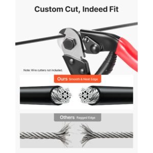 3/32 inch wire rope kit, 165 ft length, 304 stainless steel wire cable, 450 lbs breaking strength, 7 x 7 strands construction, steel cable for deck railing system, garden trellis, string lights