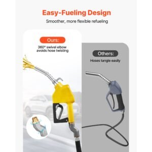 3/4 inch npt automatic fuel nozzle with swivel, max flow rate 11.8 gpm, auto shut off diesel gas pump nozzle with 3 speed trigger lock & 0.78 in (od=20 mm) spout for gasoline, diesel, kerosene