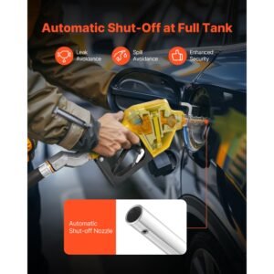 3/4 inch npt automatic fuel nozzle with swivel, max flow rate 11.8 gpm, auto shut off diesel gas pump nozzle with 3 speed trigger lock & 0.78 in (od=20 mm) spout for gasoline, diesel, kerosene