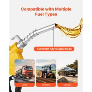3/4 inch npt automatic fuel nozzle with swivel, max flow rate 11.8 gpm, auto shut off diesel gas pump nozzle with 3 speed trigger lock & 0.78 in (od=20 mm) spout for gasoline, diesel, kerosene