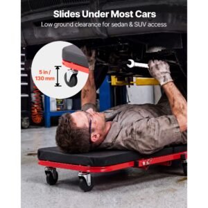 36 in 3 in 1 folding mechanic creeper, z creeper garage roller, 340 lbs under car rolling creeper with 6 swivel casters, padded headrest, lay down or sit for auto repair