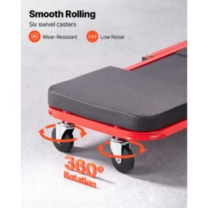36 in 3 in 1 folding mechanic creeper, z creeper garage roller, 340 lbs under car rolling creeper with 6 swivel casters, padded headrest, lay down or sit for auto repair