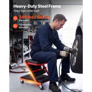 36 in 3 in 1 folding mechanic creeper, z creeper garage roller, 340 lbs under car rolling creeper with 6 swivel casters, padded headrest, lay down or sit for auto repair