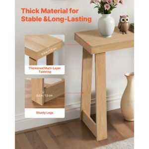36 in console table, modern desk behind the couch, wooden rectangle entrance desk, narrow long sofa table accent stand, ideal for hallway, bedroom, living room, foyer, easy assembly, burlywood